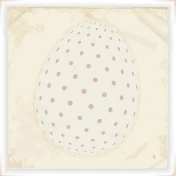 Withe decorated Easter egg over vintage paper background Stock Illustration