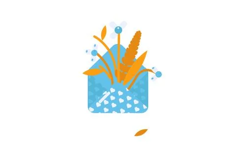 Withered flowers in envelope in solid cartoon style Stockillustratie