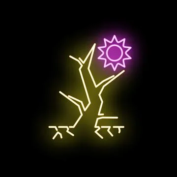 Withered neon tree battling extreme heat global warming Stock Illustration