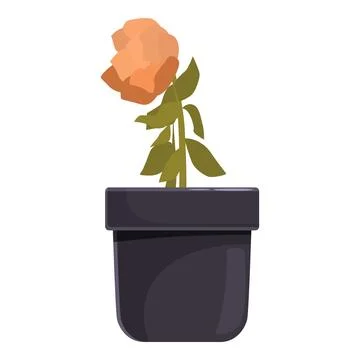 Withering rose in pot symbolizing neglect and sadness Stock Illustration
