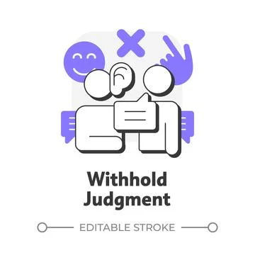 Withhold judgment flat outline concept icon Illustrazione stock