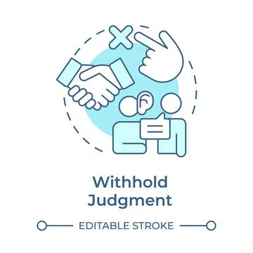 Withhold judgment soft blue concept icon Stock Illustration