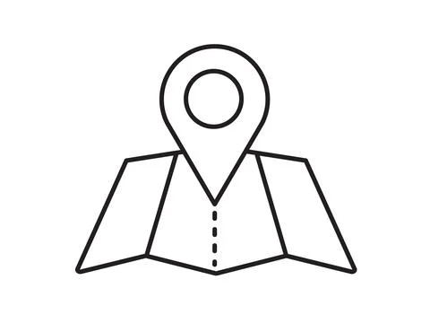 Within a flat-style depiction, a location marker distinguishes itself on an.. Stock Illustration