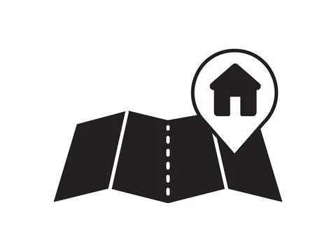 Within a flat-style depiction, a location marker distinguishes itself on an.. Stock Illustration