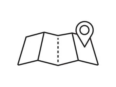 Within a flat-style depiction, a location marker distinguishes itself on an.. Stock Illustration