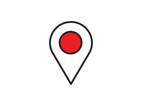 Within a flat-style depiction, a location marker distinguishes itself on an.. Stock Illustration