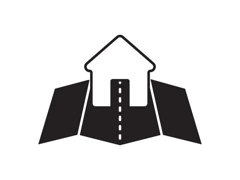 Within a flat-style depiction, a location marker distinguishes itself on an.. イラスト素材