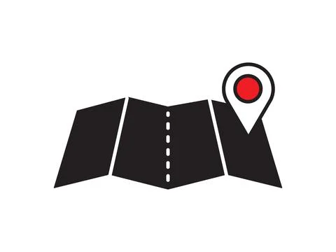 Within a flat-style depiction, a location marker distinguishes itself on an.. Stock Illustration
