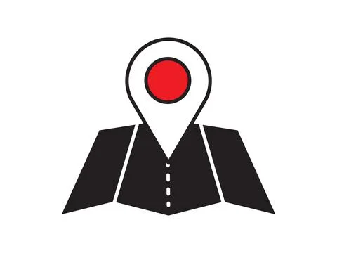 Within a flat-style depiction, a location marker distinguishes itself on an.. Stock Illustration