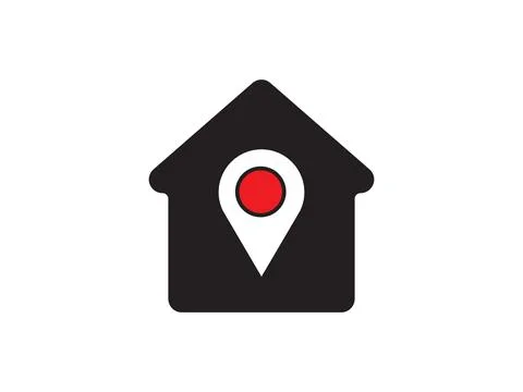 Within a flat-style depiction, a location marker distinguishes itself on an.. イラスト素材