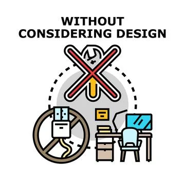 Without considering design concept producing no technology or solution Stock Illustration