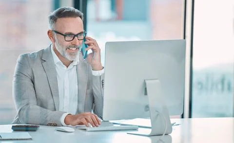 Without labor, nothing prospers. a businessman on a call at work in a office. Stock Photos