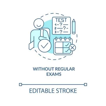 Without regular exams turquoise concept icon Stock Illustration