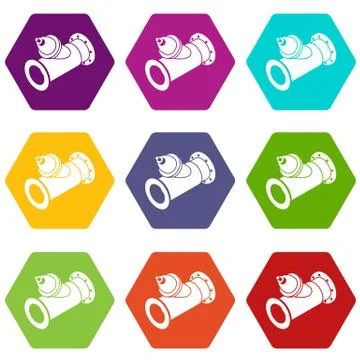 Without tap pipe icons set 9 vector Stock Illustration