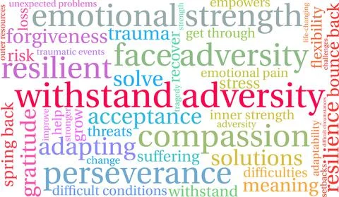 Withstand Adversity Word Cloud Stock Illustration
