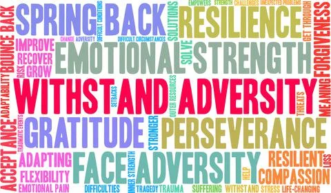 Withstand Adversity Word Cloud Stock Illustration