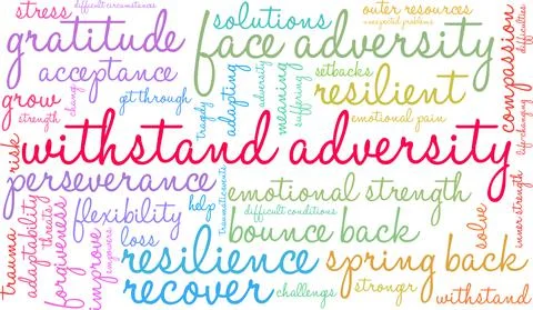 Withstand Adversity Word Cloud Stock Illustration