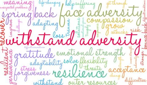 Withstand Adversity Word Cloud Stock Illustration