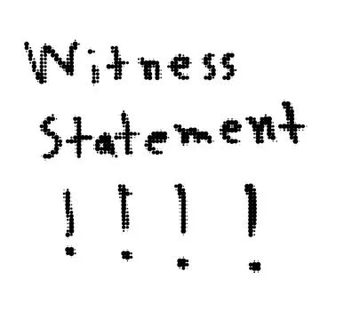 Witness statement text label with statement testimony evidence document Stock Illustration
