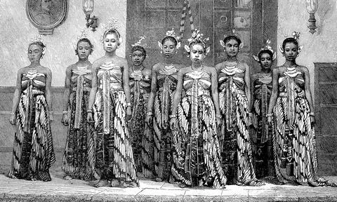 The Wives of a Prince of Java in 1880 Historical digitally restored Ilustración de archivo