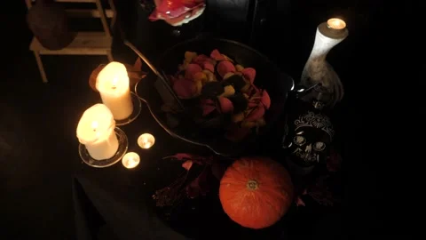 The wizard brews a potion from potato chips Stock Footage 142091281