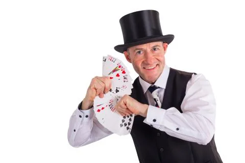 Wizard with cards Stock Photos