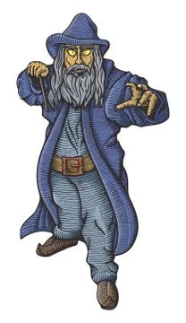 Wizard Casting a Spell Stock Illustration