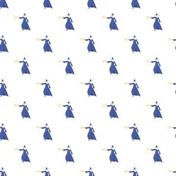 Wizard character casting magic spell seamless pattern 스톡 일러스트