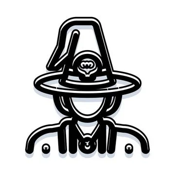 Wizard character wearing a pointed hat and necklace Stock Illustration