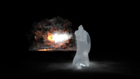 Wizard defending with ice magic against fire attacks Stock Footage 108026164