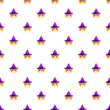 Wizard emoji characters forming seamless repeat pattern Illustrazione stock