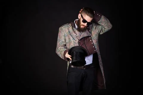 Wizard finding nothing in his hat. Stock Photos