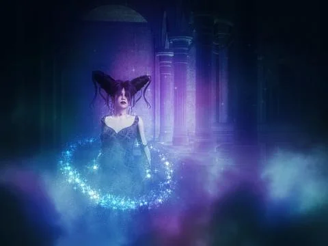 Wizard girl in temple イラスト素材