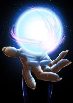 Wizard hand with crystal ball Stock Illustration