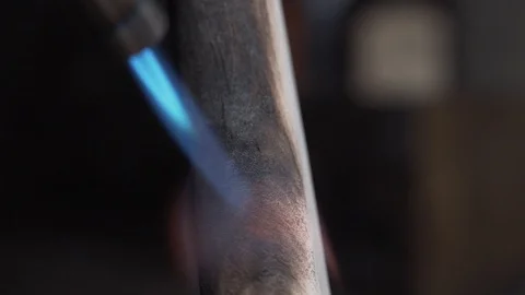 Wizard handles the handle of the axe of fire Video stock 129419075