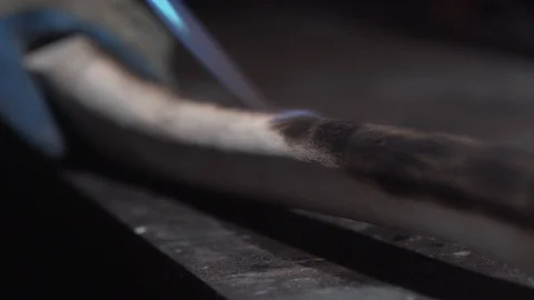 Wizard handles the handle of the axe of fire Stock Footage 129691469