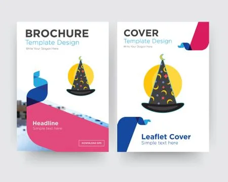 Wizard hat brochure flyer design template Free Stock Illustration