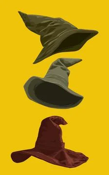 Wizard hat for Halloween even on a yellow background. Witch hat Stock Illustration