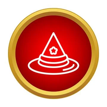 Wizard hat icon on a round red button Stockillustratie
