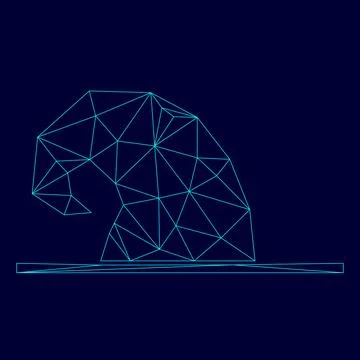 Wizard hat low poly triangulation triangulated polygonal electric cyan blue v Stock Illustration