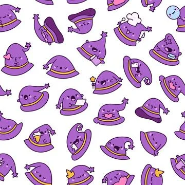 Wizard hat seamless pattern set Illustration