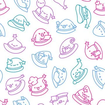 Wizard hat seamless pattern set Ilustração Stock