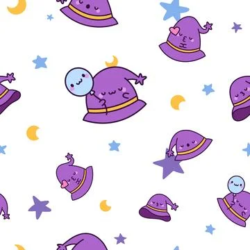 Wizard hat seamless pattern set Stock Illustration