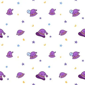 Wizard hat seamless pattern set Stock Illustration