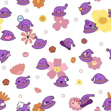 Wizard hat seamless pattern set イラスト素材