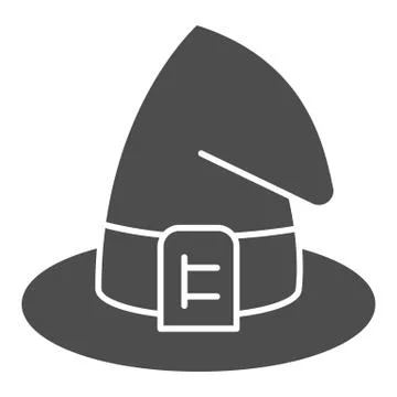 Wizard hat solid icon, halloween concept, witch hat sign on white background 스톡 일러스트
