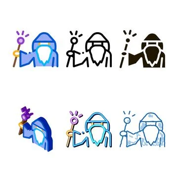Wizard hold wand icon designs vector outline Stock Illustration