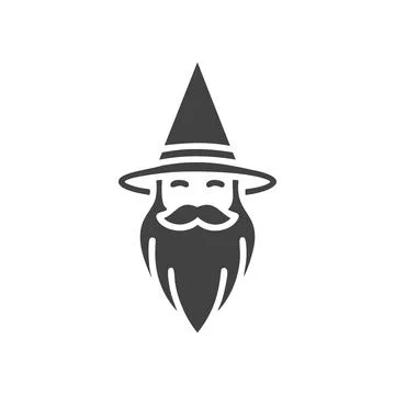Wizard icon. Simple wizard icon with hat and beard, ideal for website or ap.. Stock-Illustration