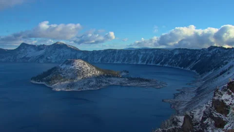 Wizard Island, a volcano within a volcano, Crater Lake National Park, Oregon Stock Footage 168202082