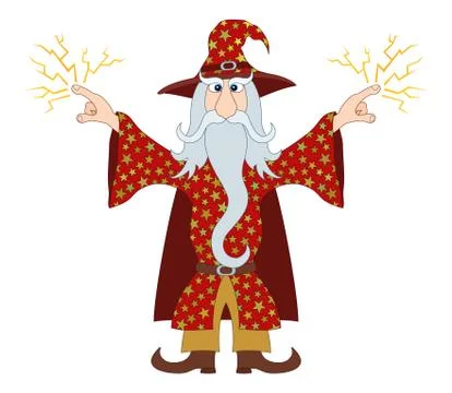 Wizard launches lightning Stock Illustration